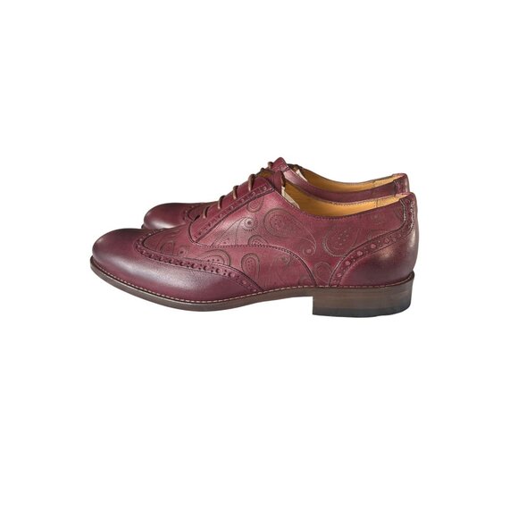 Paul Fredrick Mens US 10.5 M Oxford Wingtip Dress Shoes Burgundy Leather